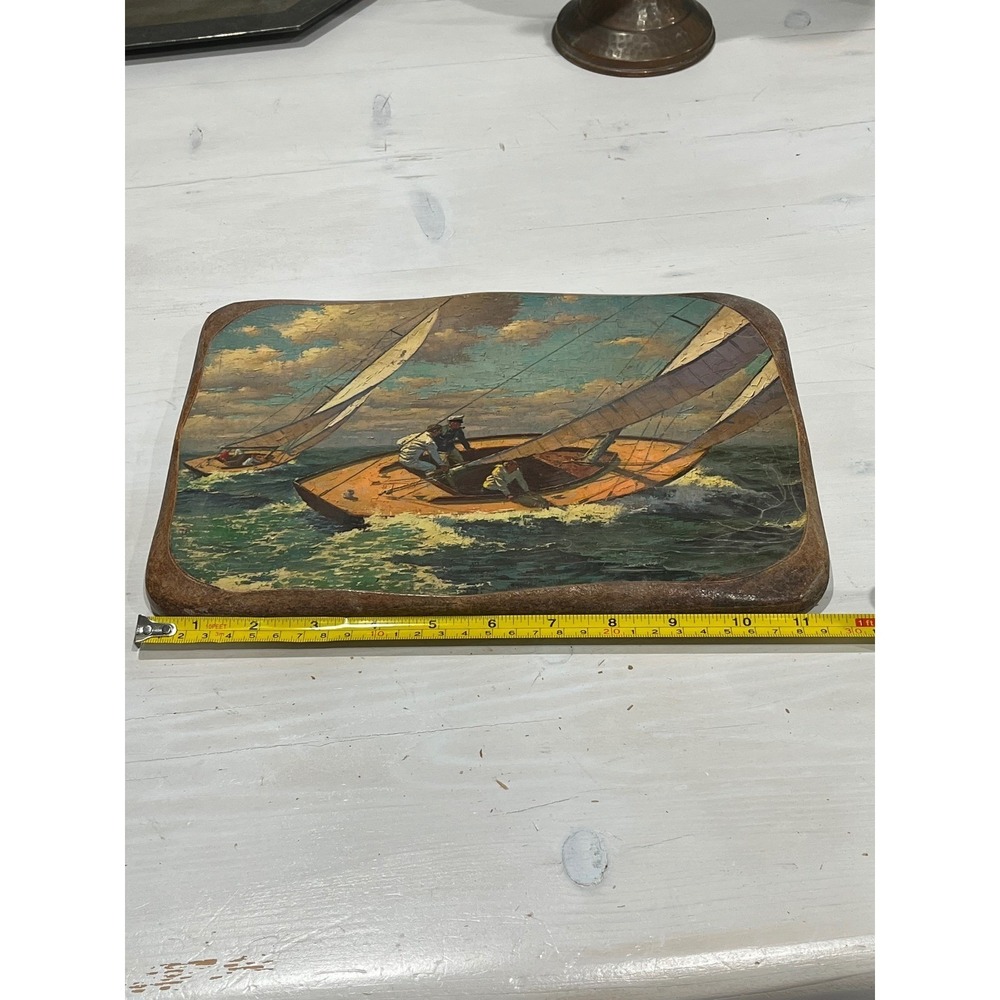Vintage Arthur Sarnoff Yacht Race print of Painting on wood Wall Art 1960s - Picture 3 of 6